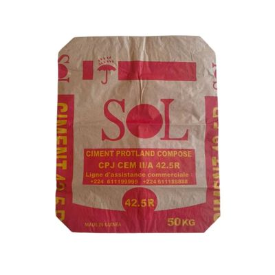 20kg sacchi impermeabili della carta di Multiwall del cemento dei sacchi di carta di 2 pieghe con adesivo