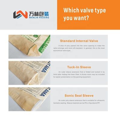 25 KG 40 KG 50 KG PP sacchetto di cemento tessuto vuoto sacchetto di valvola PP blocco fondo con valvola