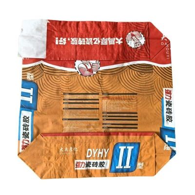 Stampa su superficie personalizzata 2 Ply 80GSM Paper Cement Bags 1 Ply Film Multi Wall Paper Proof di umidità per 20KG Tile Adhesive Durata