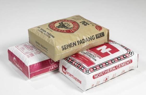 Sacco valvola tubolare laminato in polipropilene tessuto per sacco di cemento a fondo quadro da 50 kg, stampa superficiale, 100% polipropilene vergine