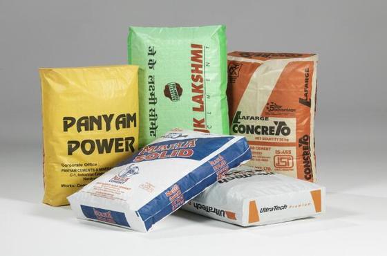 Sacco valvola tubolare laminato in polipropilene tessuto per sacco di cemento a fondo quadro da 50 kg, stampa superficiale, 100% polipropilene vergine