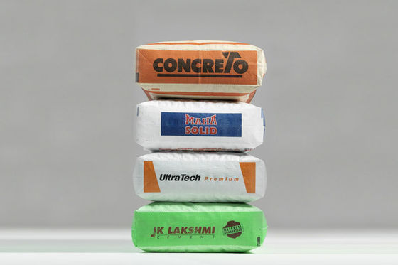 Sacco valvola tubolare laminato in polipropilene tessuto per sacco di cemento a fondo quadro da 50 kg, stampa superficiale, 100% polipropilene vergine