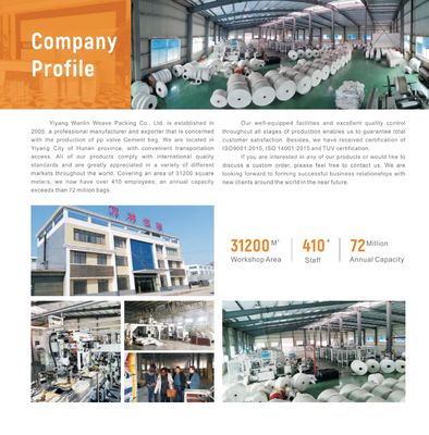 Sacco valvola per cemento PP 50KG resistente all'umidità certificato ISO