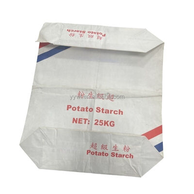 Sacchetto di carta a pareti multiple di qualità alimentare con manica di sigillo sonico a prova di umidità per amido di patate e amido di mais da 25 kg