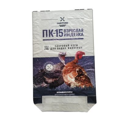 Borsa per mangimi per animali BOPP stampa open top sewn bottom waterproof PP woven bag for livestock feed