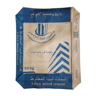 Sacco in PP per cemento da 50 kg, resistente all'umidità, fondo quadro, valvola, sacco in PP tessuto da 75 g/m² a 90 g/m²