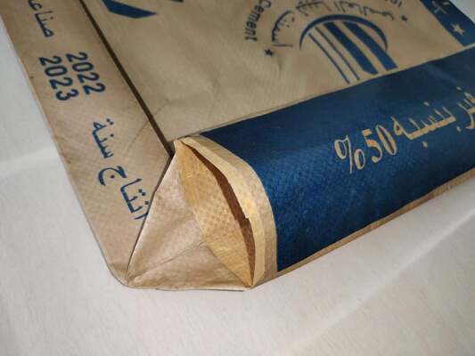 Sacco in PP per cemento da 50 kg, resistente all'umidità, fondo quadro, valvola, sacco in PP tessuto da 75 g/m² a 90 g/m²